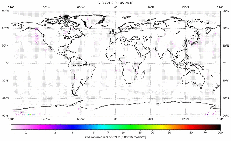 Global map of C2H2 in May 2018
