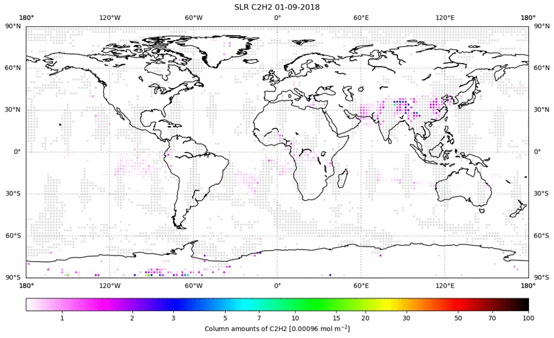 Global map of C2H2 in September 2018