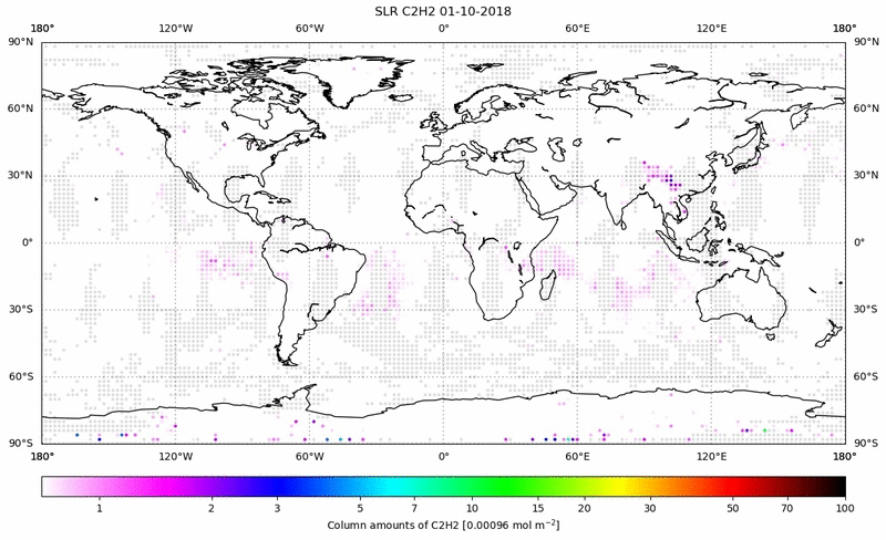 Global map of C2H2 in October 2018