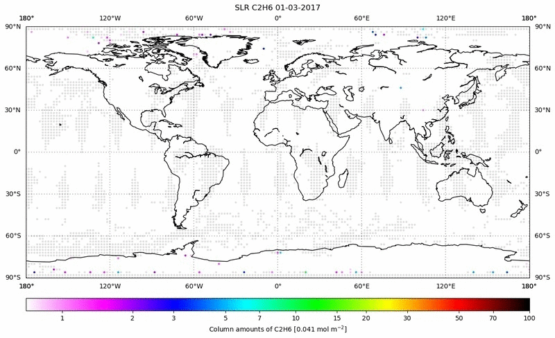 Global map of C2H6 in March 2017