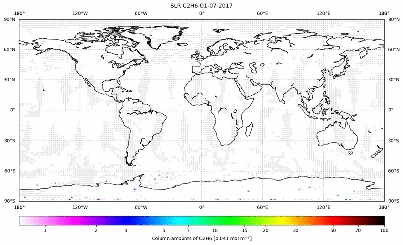 Global map of C2H6 in July 2017