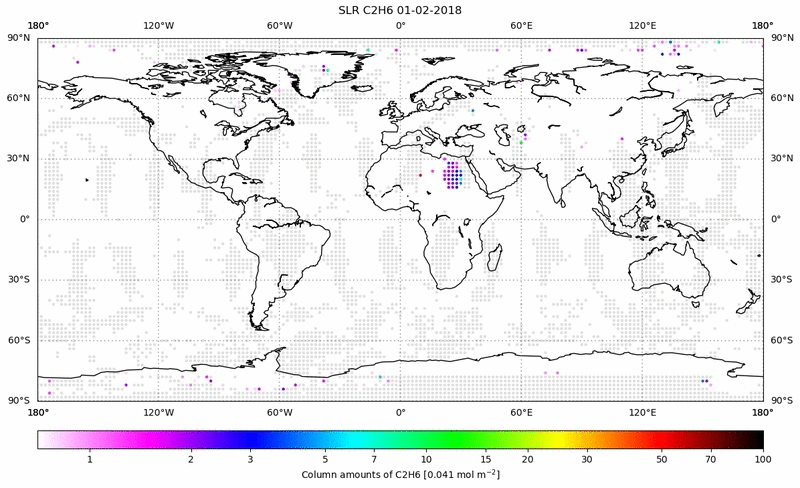 Global map of C2H6 in February 2018