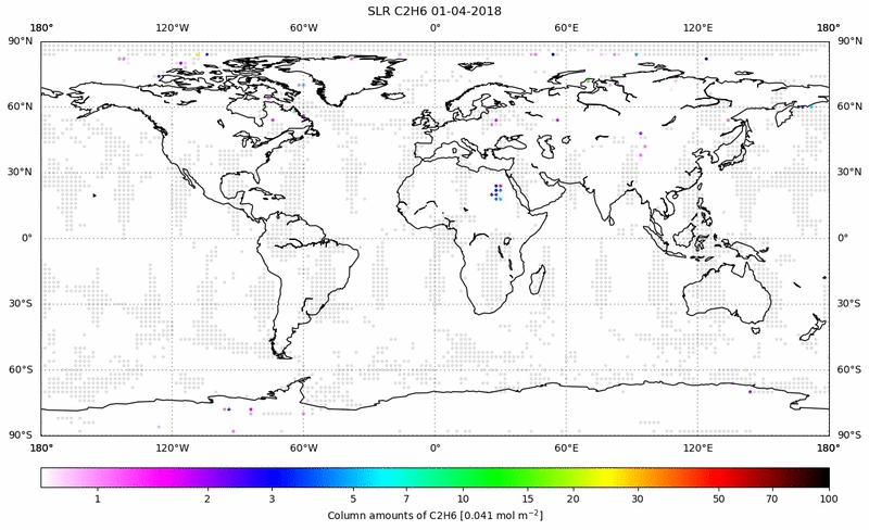 Global map of C2H6 in April 2018