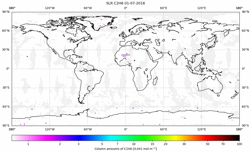 Global map of C2H6 in July 2018