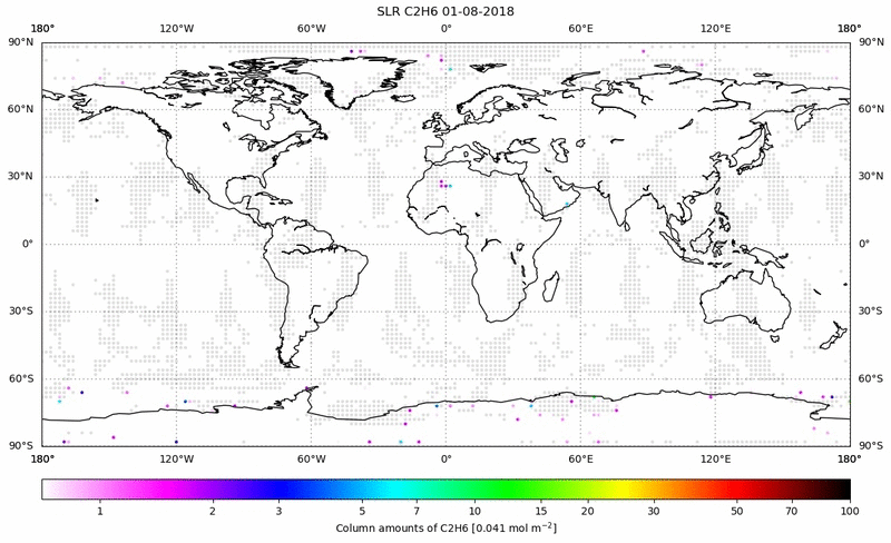 Global map of C2H6 in August 2018