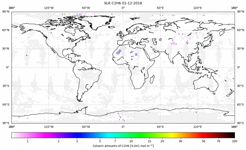 Global map of C2H6 in December 2018
