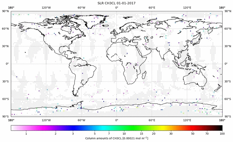 Global map of CH3CL in January 2017
