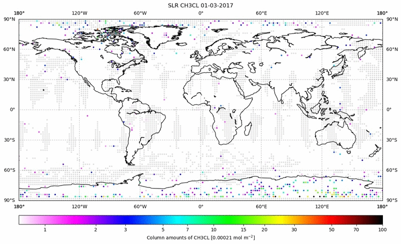 Global map of CH3CL in March 2017