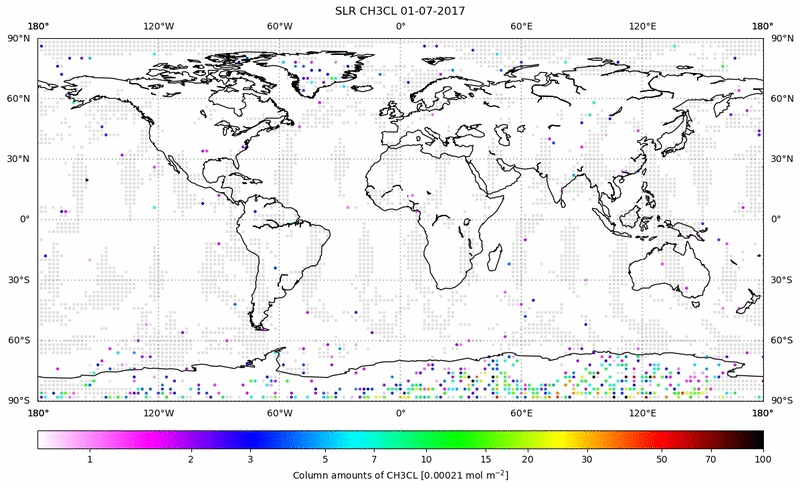 Global map of CH3CL in July 2017