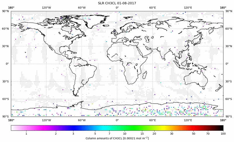 Global map of CH3CL in August 2017
