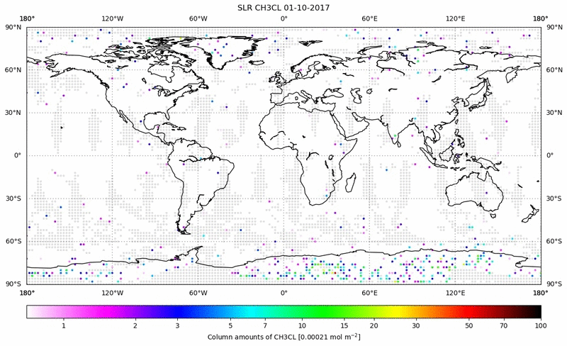 Global map of CH3CL in October 2017
