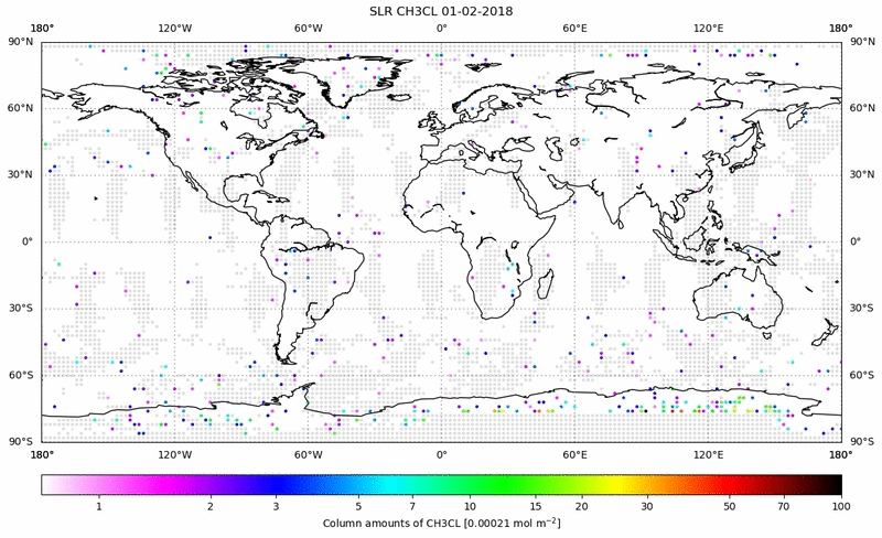 Global map of CH3CL in February 2018