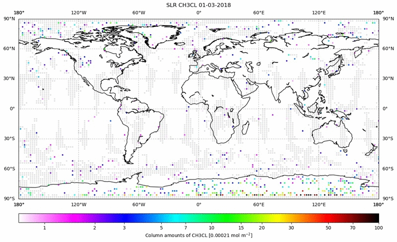 Global map of CH3CL in March 2018
