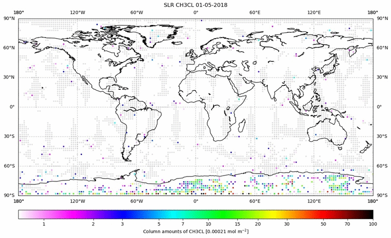 Global map of CH3CL in May 2018