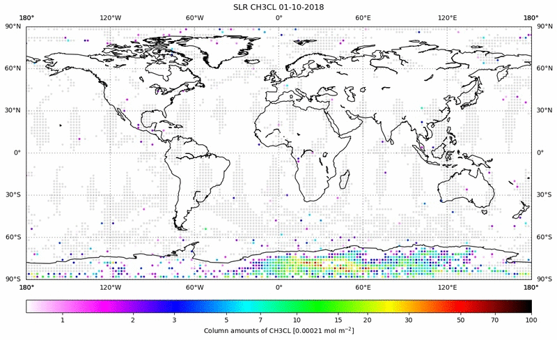 Global map of CH3CL in October 2018