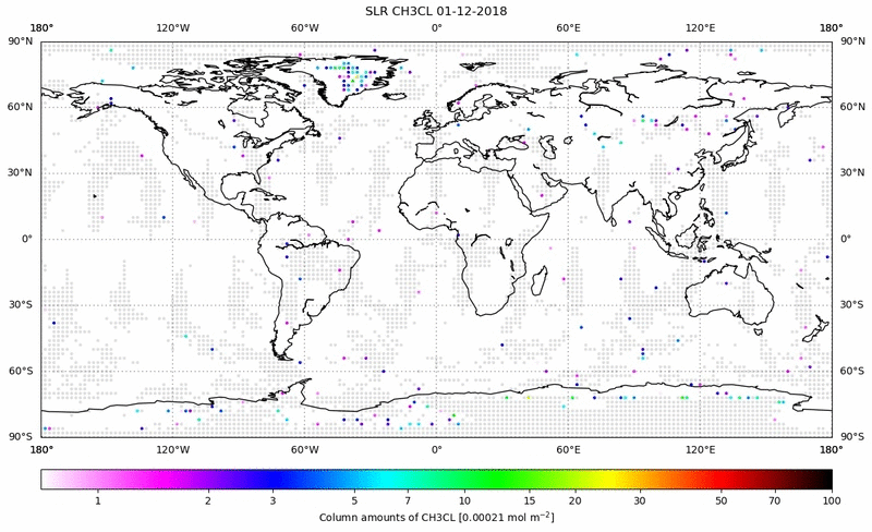Global map of CH3CL in December 2018