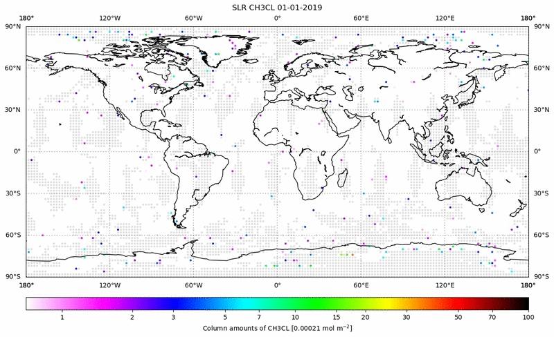 Global map of CH3CL in January 2019