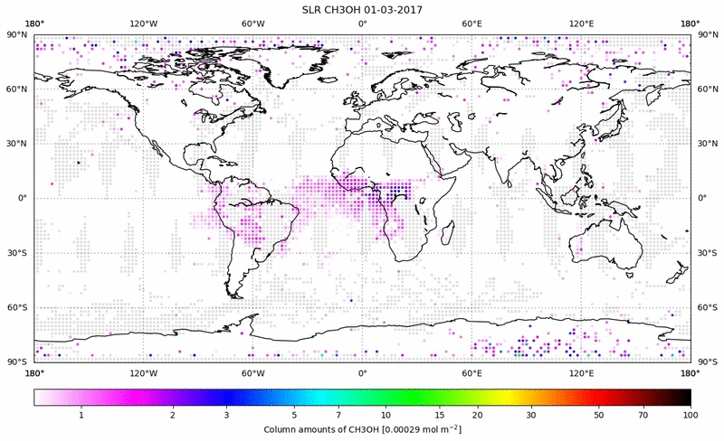 Global map of CH3OH in March 2017