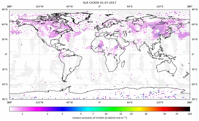 Global map of CH3OH in July 2017