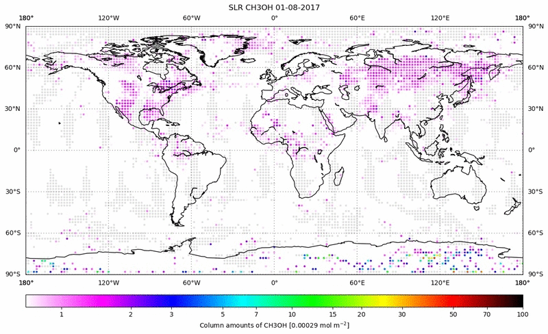 Global map of CH3OH in August 2017