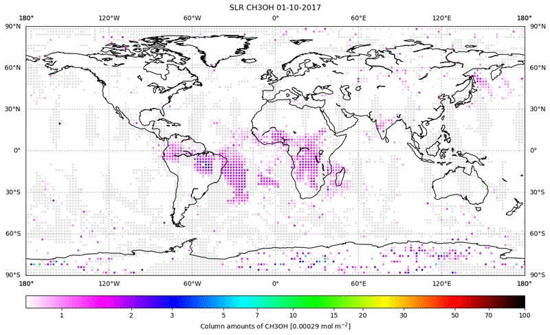 Global map of CH3OH in October 2017