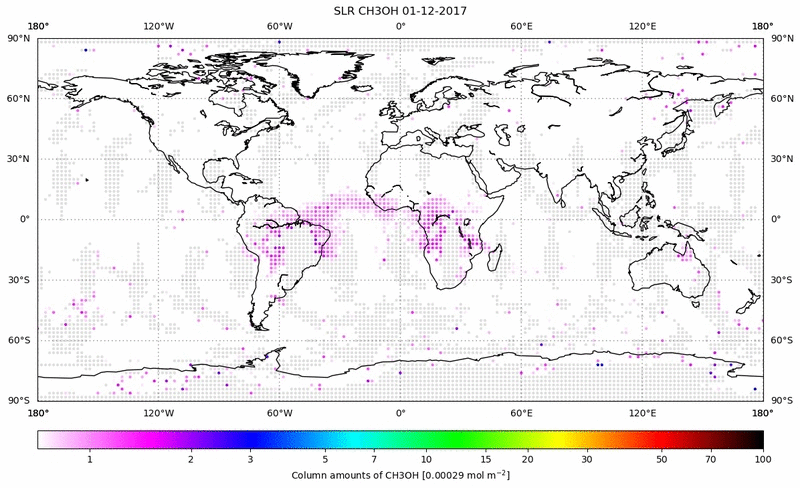 Global map of CH3OH in December 2017