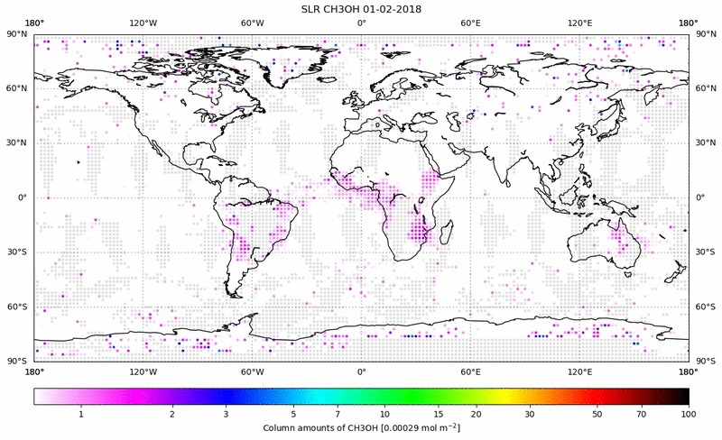 Global map of CH3OH in February 2018