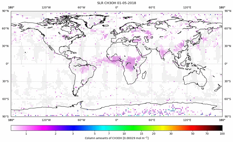 Global map of CH3OH in May 2018
