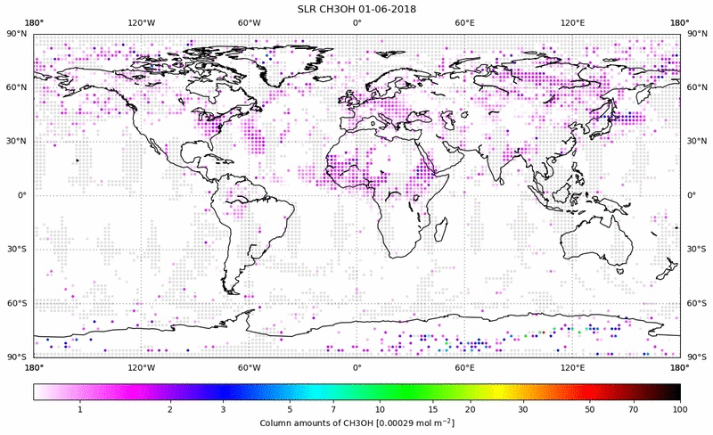 Global map of CH3OH in June 2018