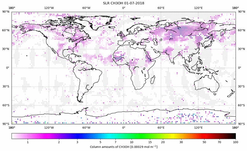 Global map of CH3OH in July 2018