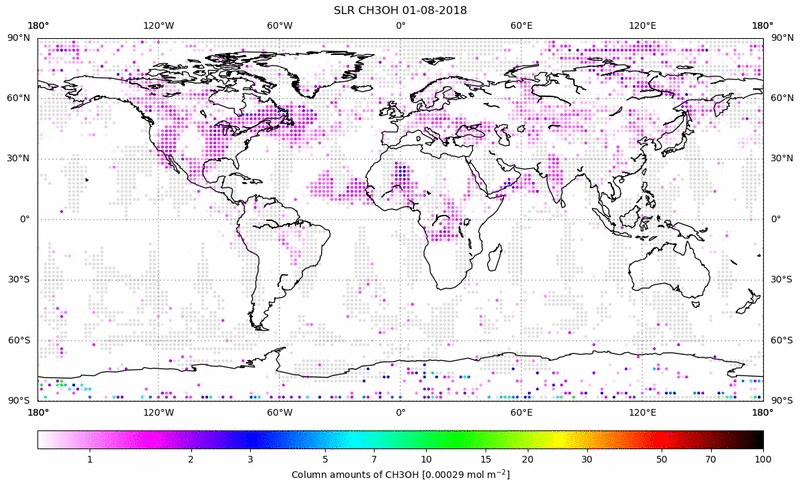 Global map of CH3OH in August 2018