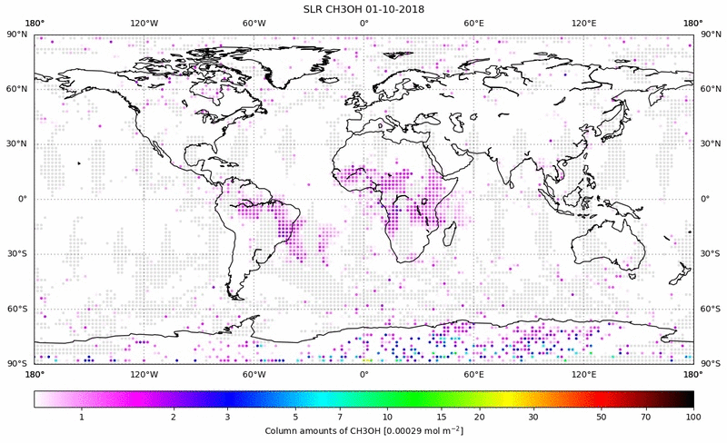 Global map of CH3OH in October 2018