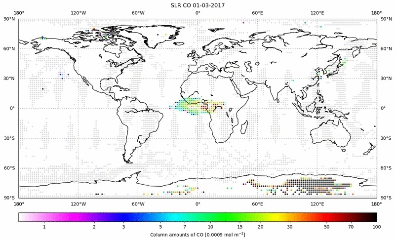 Global map of CO in March 2017