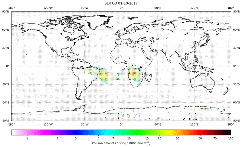 Global map of CO in October 2017