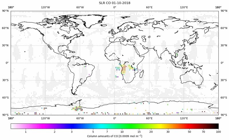 Global map of CO in October 2018