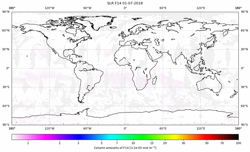 Global map of F14 in July 2018