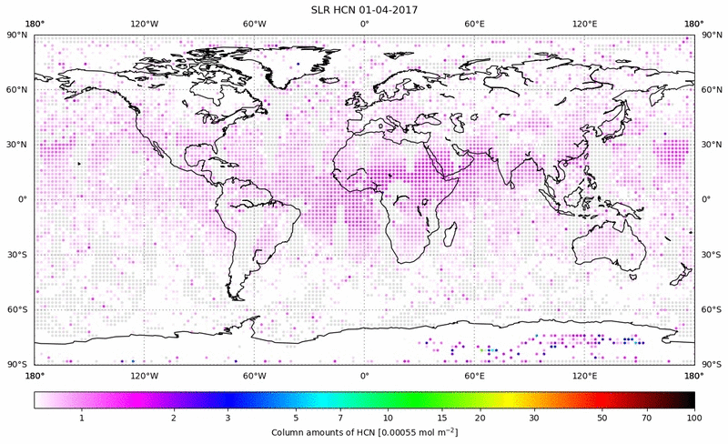 Global map of HCN in April 2017