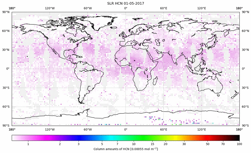 Global map of HCN in May 2017