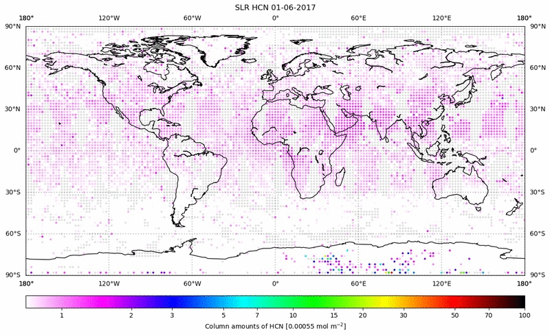 Global map of HCN in June 2017