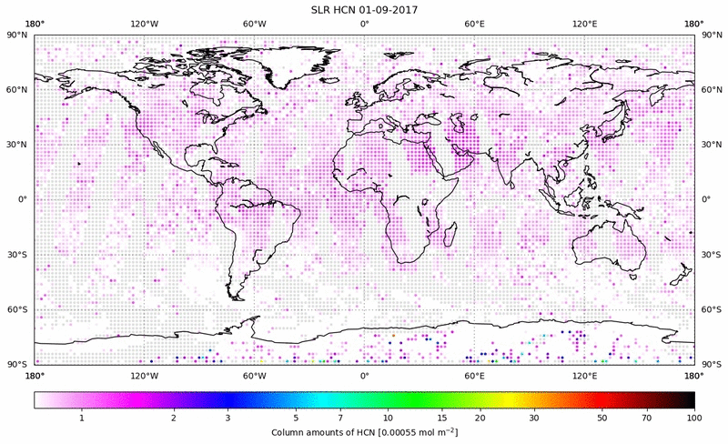 Global map of HCN in September 2017