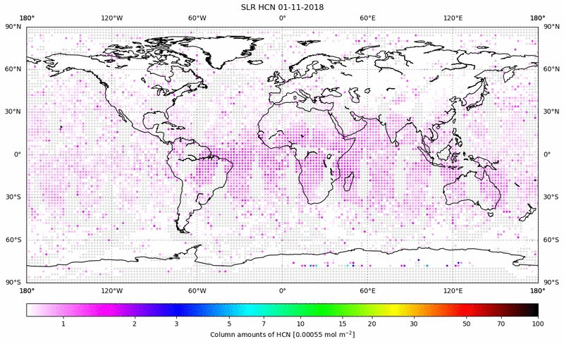 Global map of HCN in November 2018