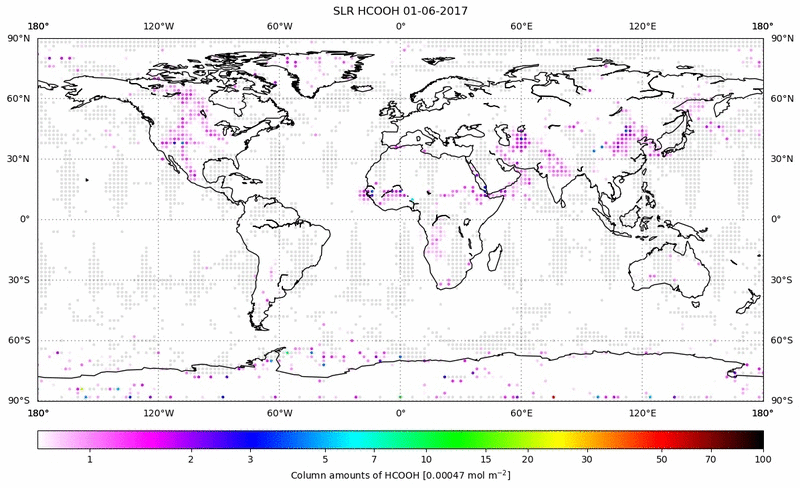 Global map of HCOOH in June 2017