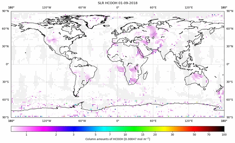 Global map of HCOOH in September 2018
