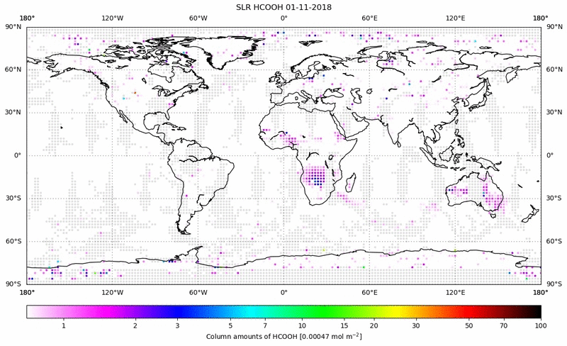 Global map of HCOOH in November 2018