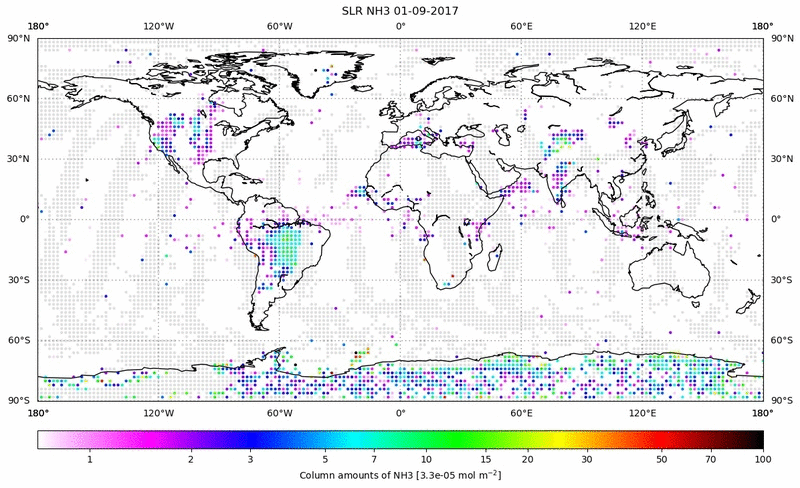 Global map of NH3 in September 2017