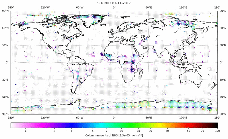 Global map of NH3 in November 2017