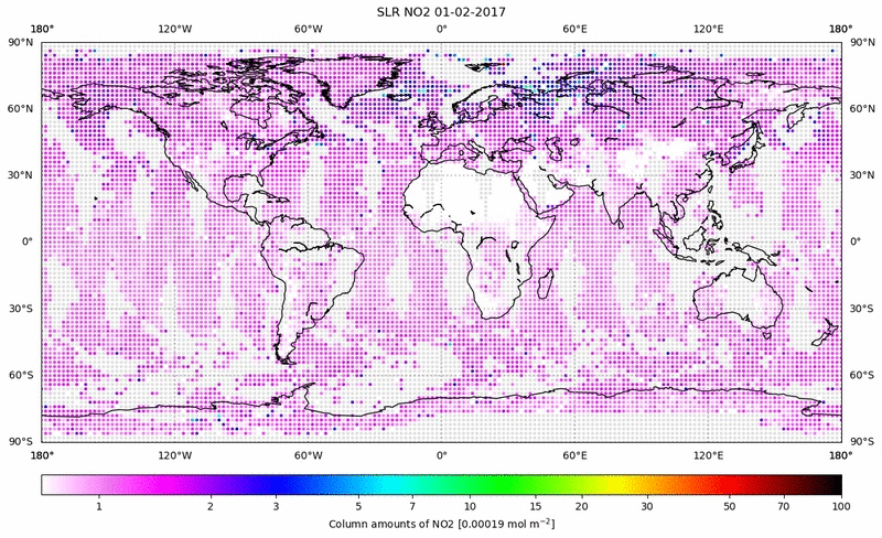 Global map of NO2 in February 2017