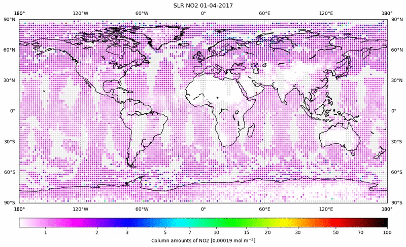 Global map of NO2 in April 2017