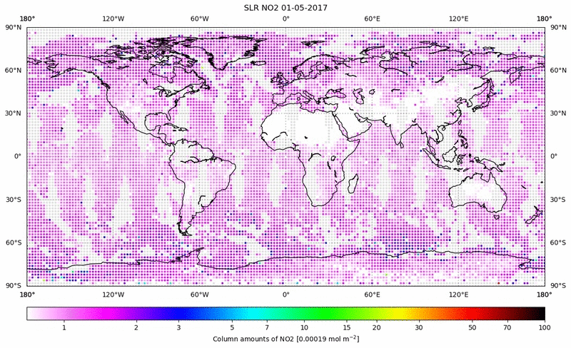 Global map of NO2 in May 2017