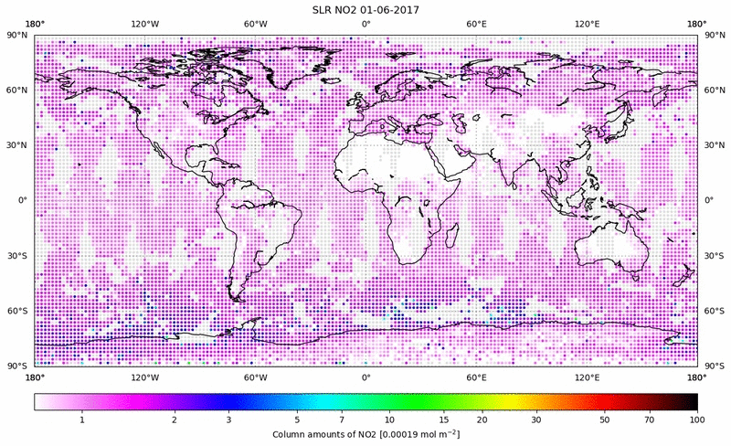 Global map of NO2 in June 2017